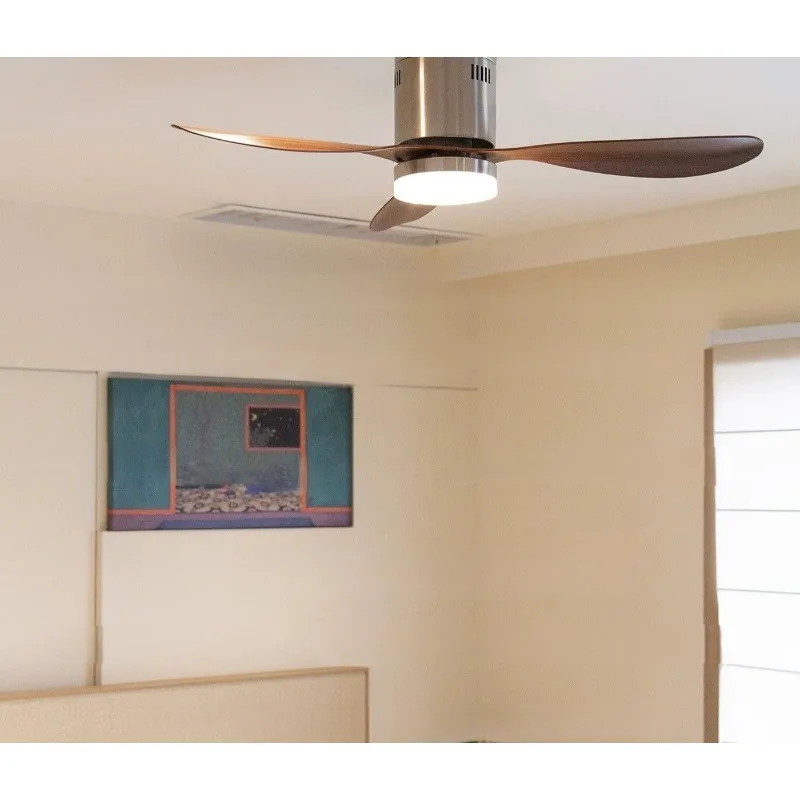 Bedroom fan light Bauhaus style retro living room dining room frequency conversion integrated eye protection ceiling fan light
