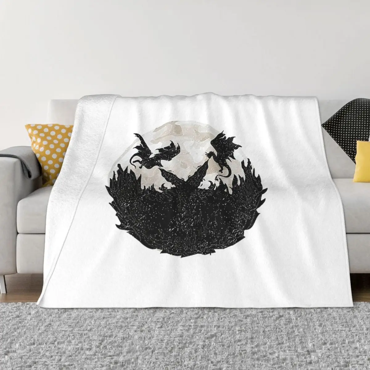 HOD Dragon's Wrath Throw Blanket Ultra-Soft Micro Fleece Blanket Black Flannel Blanket