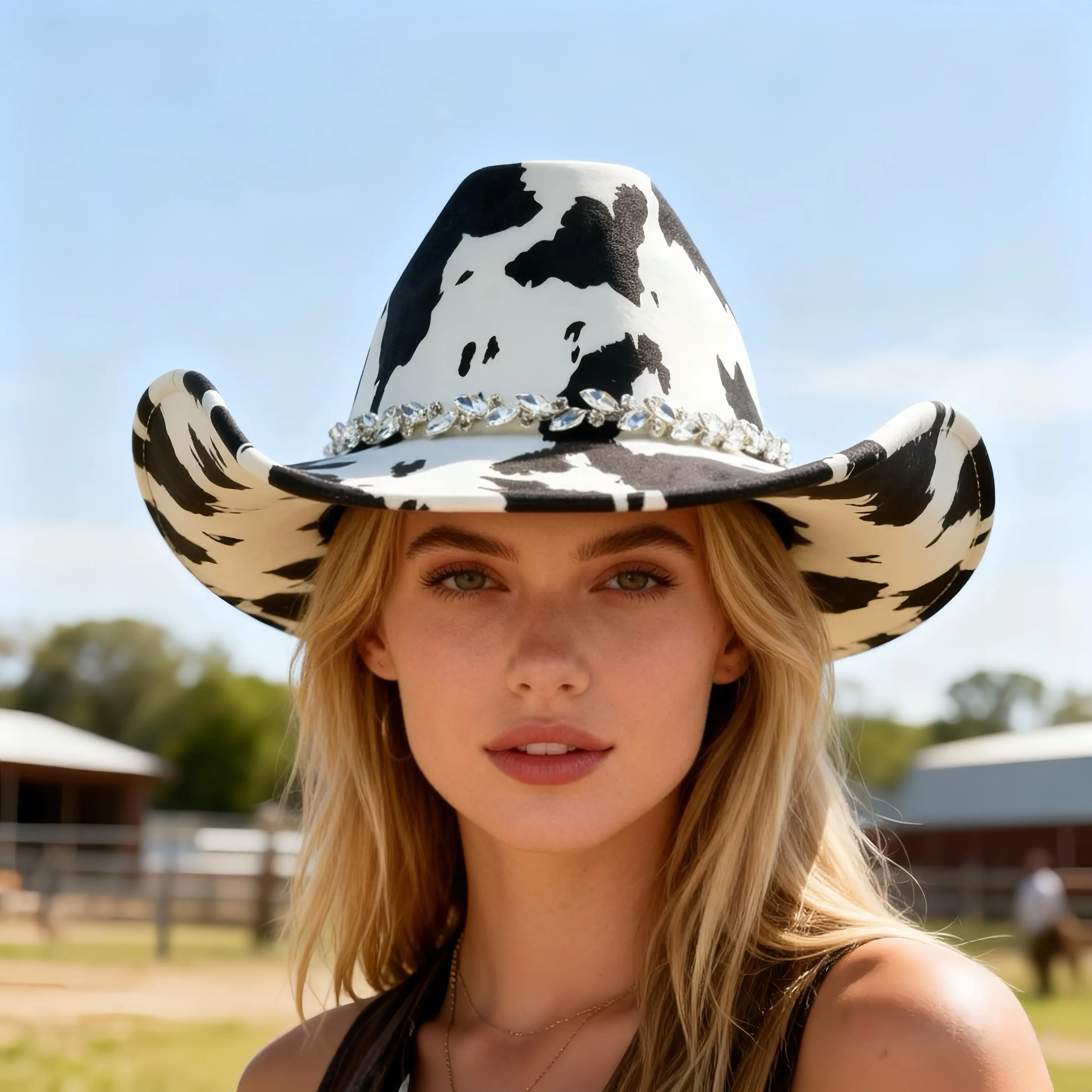 

Ковбойская шляпа с диско-эффектом и стразами для женщин, для костюма ковбойки, ковбойских вечеринок, аксессуаров для рейв-фестивалей