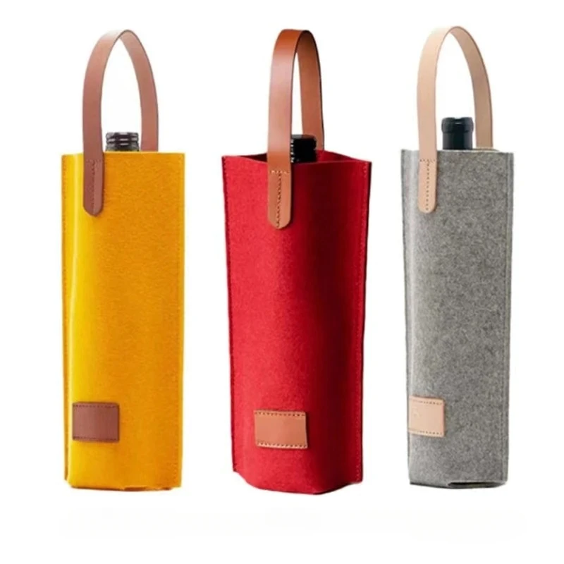 

31x15cm Wine Bag Felt Single Bottle Insulated Tote Bottle Wine Carrier Bag Padded WineCooler Gift for WineLovers or Wedding