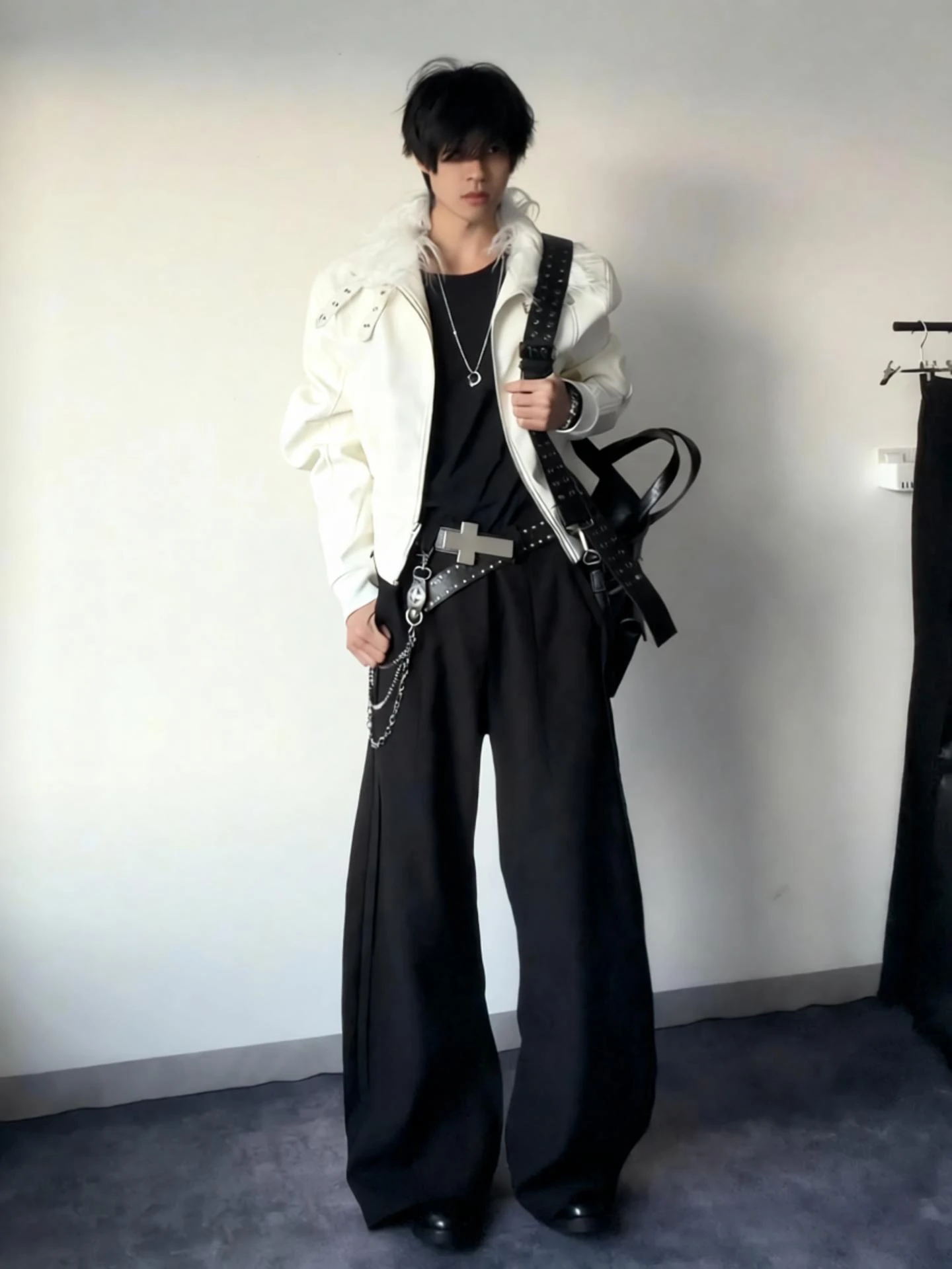 

Bla Deconstructed Wide Leg Men's Casual Pants Spring Autumn Trendy Cleanfit Old Money Sle Drapey Comfortable Straight Cut...