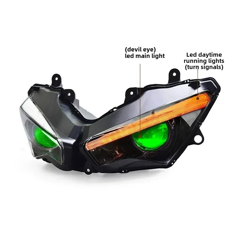 Suitable for Kawasaki ninja400 motorcycle headlight ZX4RRLED bifocal lens headlight assembly