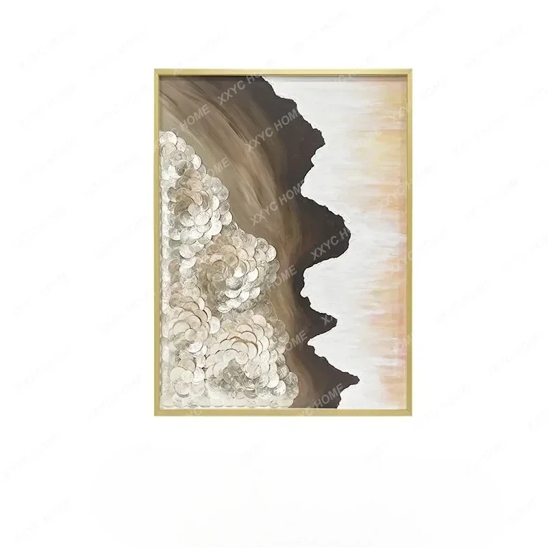 A  European light luxury shell decorative painting, high-end living room entrance sofa background hanging painting