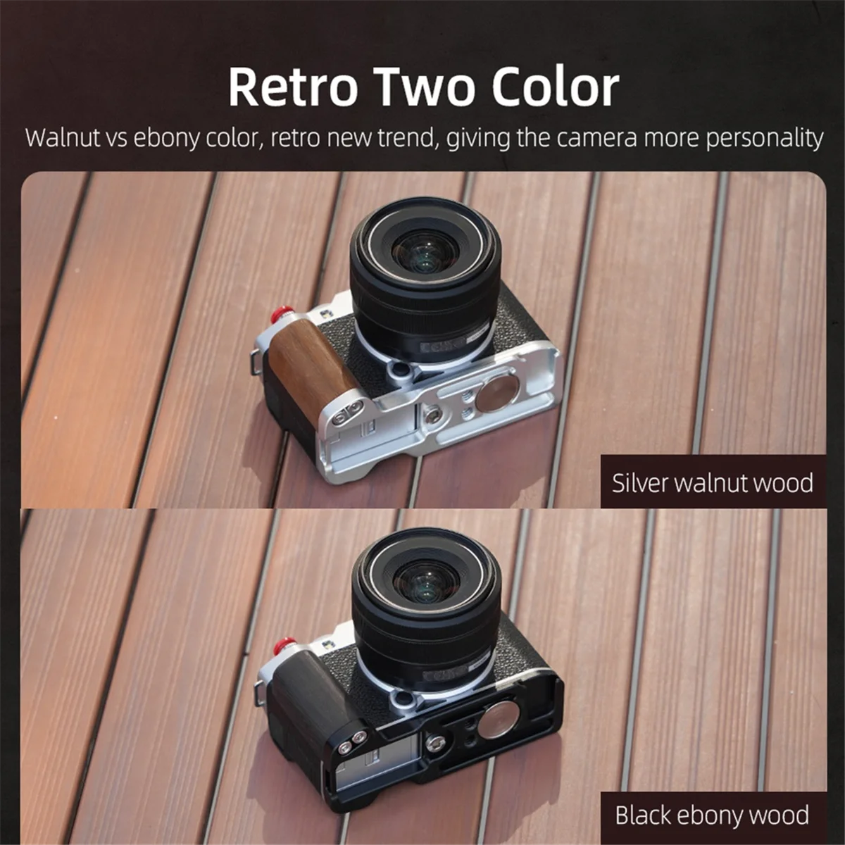 POSV-для Fuji XM5 быстросъемная L-образная пластина для камеры, деревянная ручка, деревянная ручка Arca Swiss, крепление на штатив, аксессуары для камеры, серебро