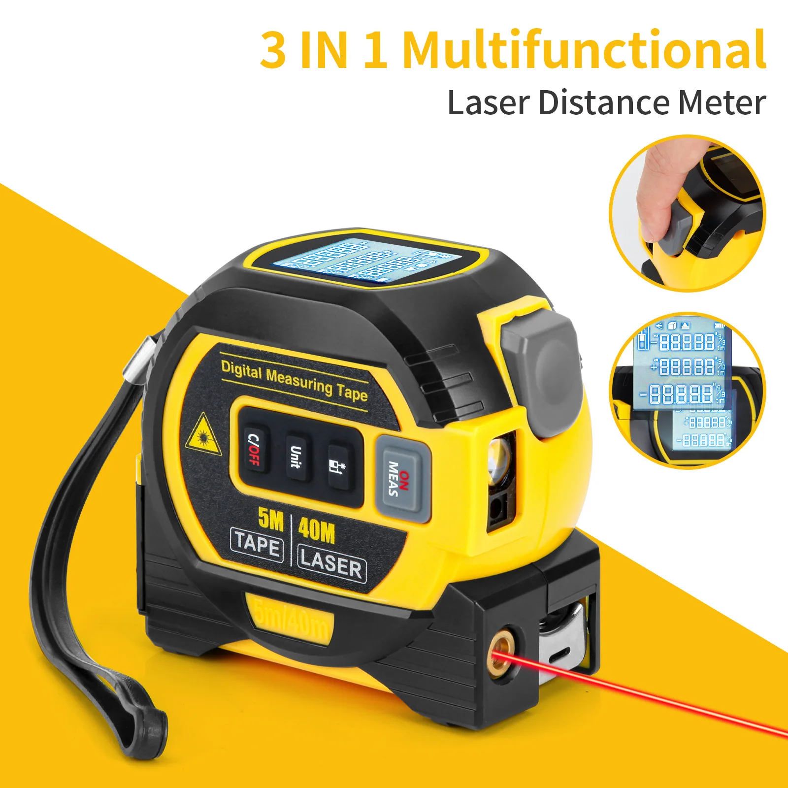 3 In 1 Multi Functional Laser Rangefinder Electronic Ruler Infrared High-precision Measuring Instrument