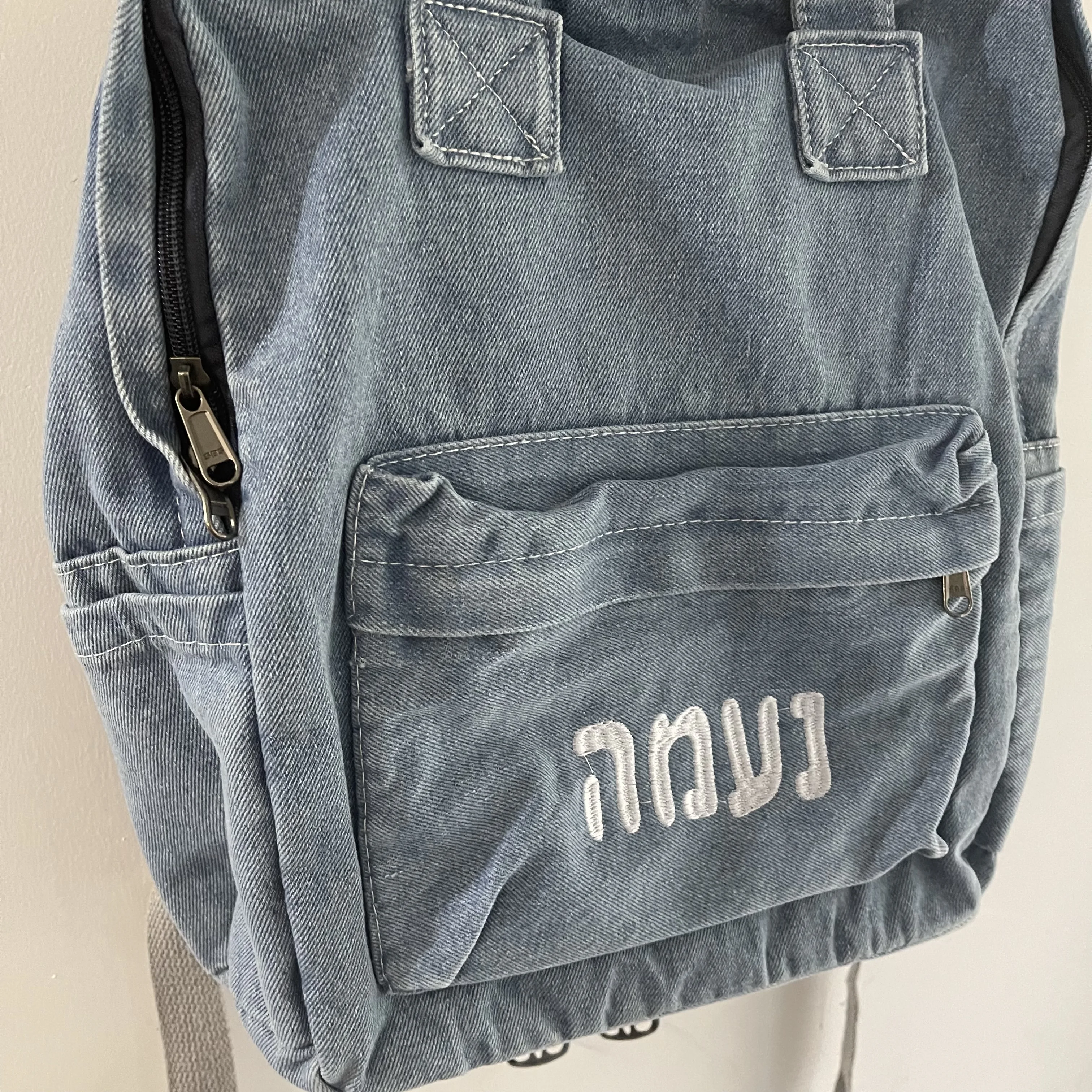 New Fashion Women's Denim Backpack Personalized Name Ladies Travelling Totes Custom Outdoor Denim Shopping Tote Bags