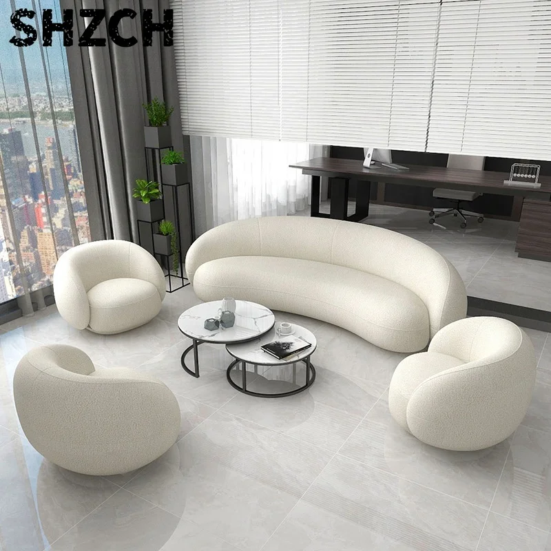 Nordic Sofa Creative Living Room Sofa Small Apartment Simple Modern Curved Suit Lamb Velvet Sofa Support Customization