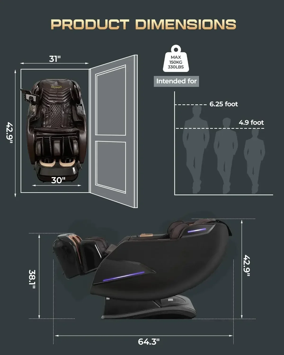 Chair Recliner,Core Heating,20 Massage Techniques,Deep Yoga Stretch,Foot Rollers, Ai Voice,Touch Screen,Wireless Charging