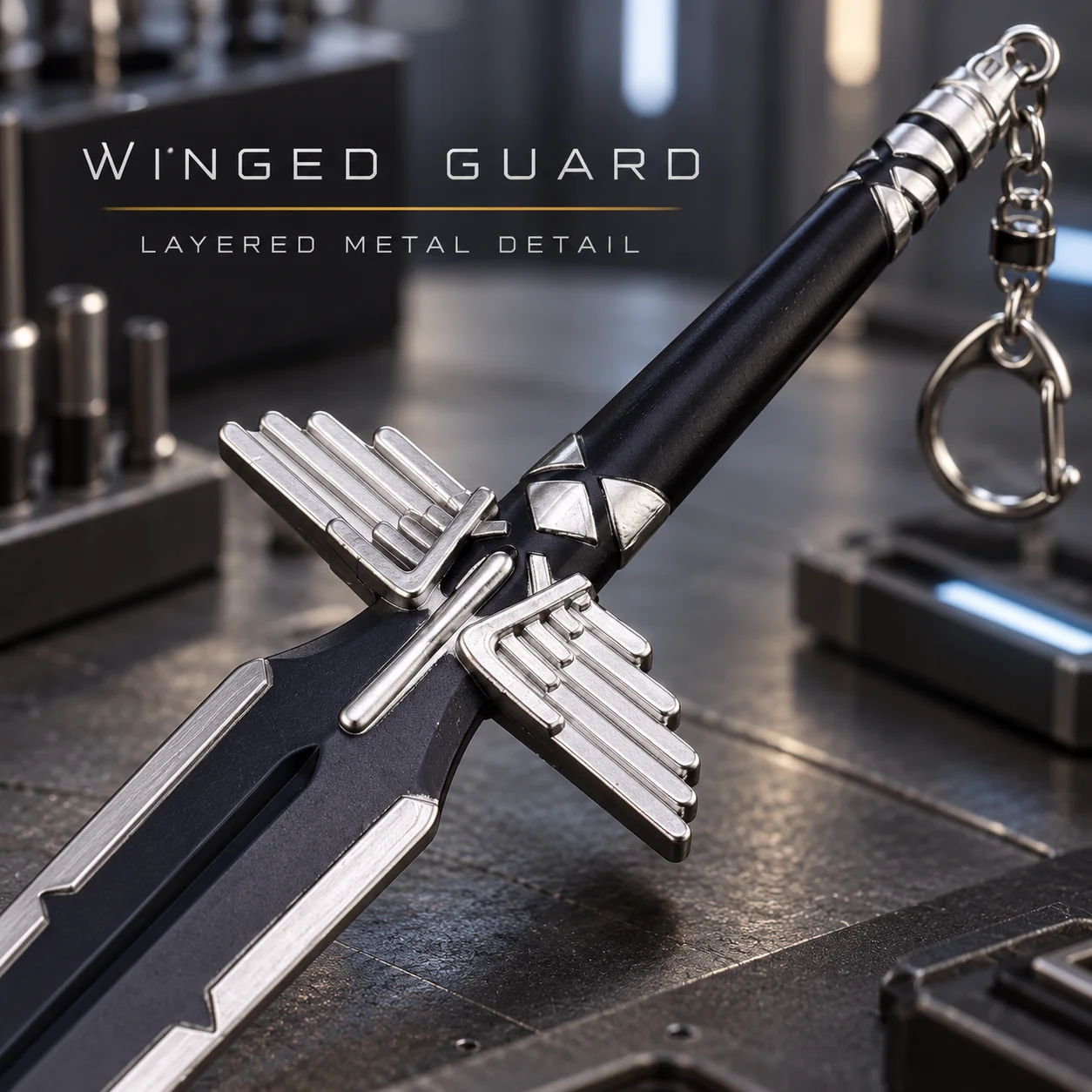 22cm Destiny Crown-Splitter Sword Model Keychain Miniature Gaming Weapons Replica Collectible Display Cosplay Prop Gift for Fan