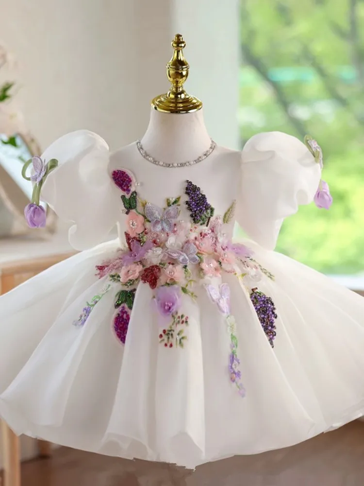 Hochwertige Kinder-Abendkleider für Klavieraufführungen, Geburtstage, Hochzeiten, Blumenmädchen A5043 Großhandel Mädchen-Abendroben – Detail 3