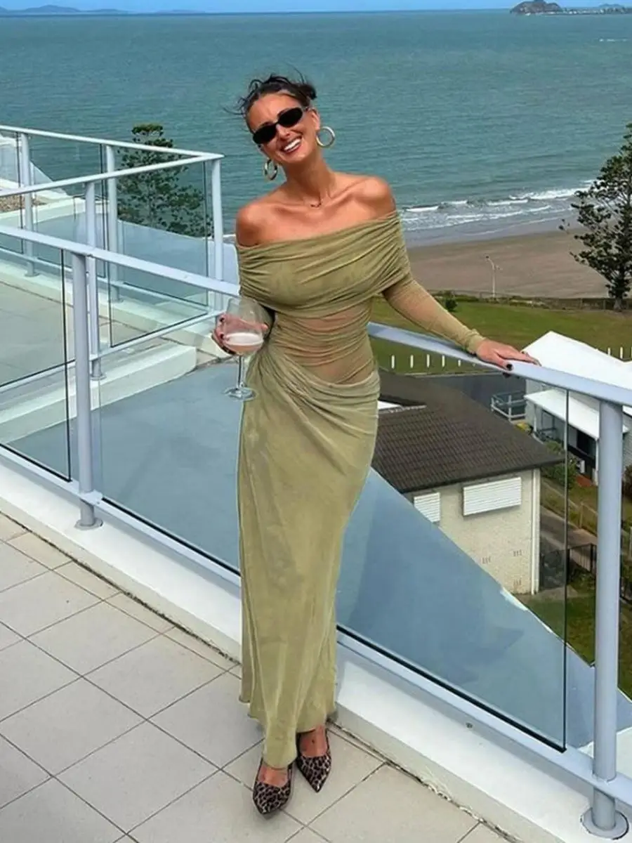 Spring 2025 Long Me One oulder See tough Dr Women's High Waist Bodycon Sle European Faion Single Piece