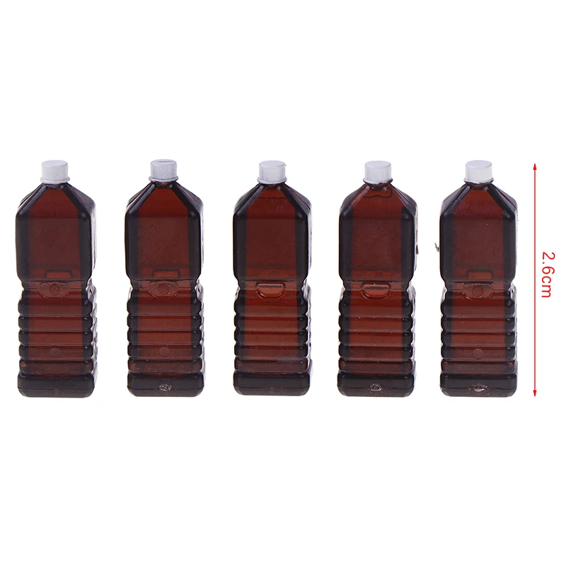 5Pcs Dollhouse Miniature Brown Mineral Water Bottles Drink Bottle Doll Mini Accessories Playing House Decorative Toy Props