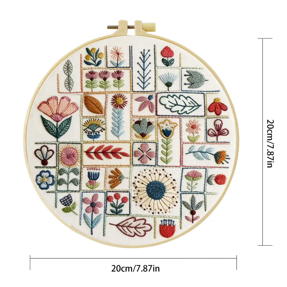 1 Stück 20X20CM/15X15CM 7,87/6,3 Zoll Stickerei-Starter-Kit mit verschiedenen Blumenmotiven DIY-Kit DIY-Stickerei-Set Handarbeiten – Detail 3