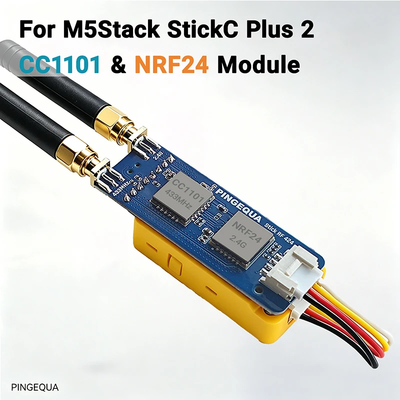 Placa de Desenvolvimento RF para M5Stack StickC Plus 2 com Módulos NRF24L01 e CC1101, Inclui Firmware Bruce e Case Impresso em 3D