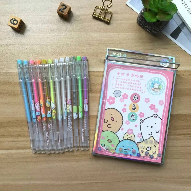 San-X SUMIKKO GURASHI 12 Colors Glitter Gel Pen Book Journals Drawing Doodling Art Markers colourful neutral pen stationery gift