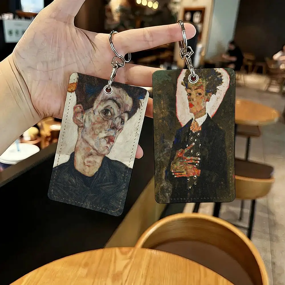 Art E-Egon S-Schiele Kartenhalter Schlüsselanhänger Schlüsselanhänger Türschloss Zugang Schutzhülle für Sicherheitsgeschenk
