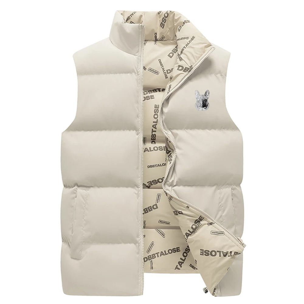 Trendy fashion street cross-border winter double-sided vest loose and warm thick plus size cotton jacket men's camisole sleevele