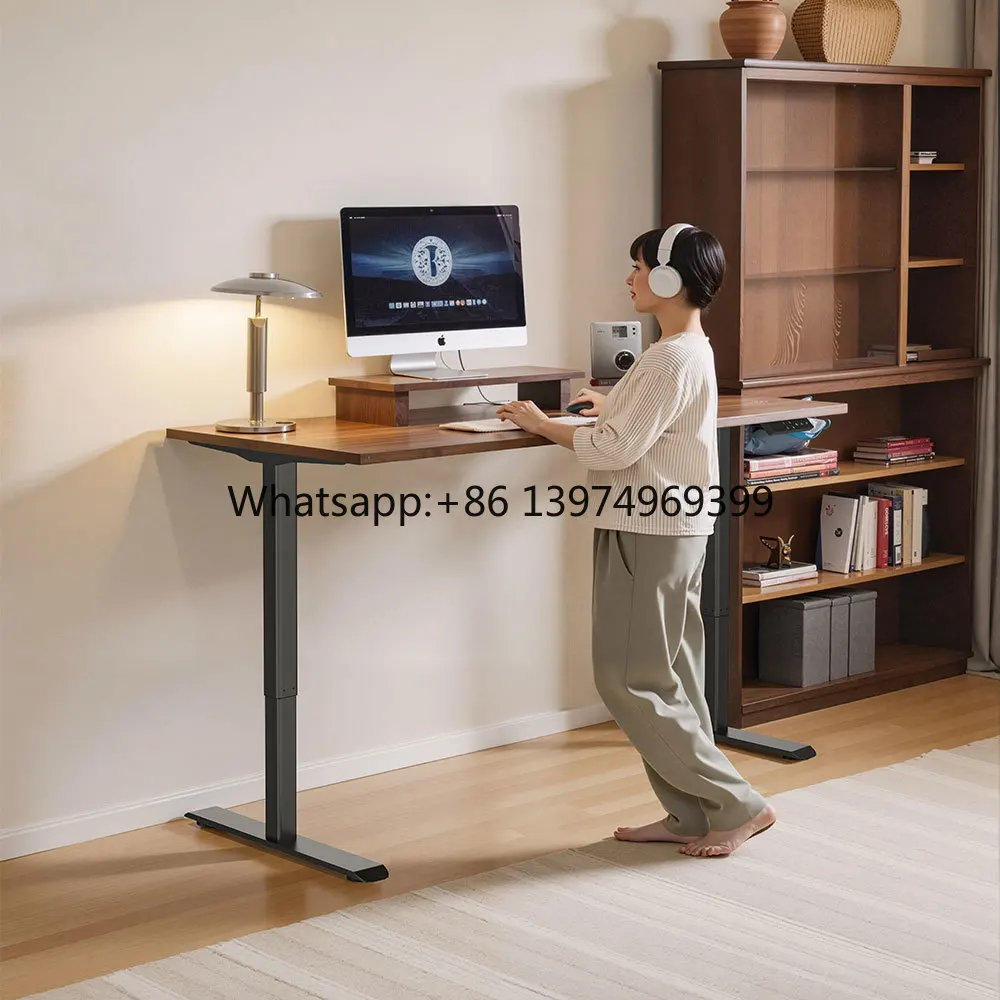 Dual Motor Two-Stage Electric Lift Height Adjustable Office Desk with Anti-Collision Feature Standing  Frame