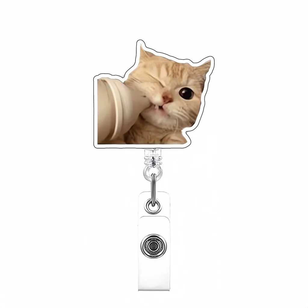 Acrylic Badge Clip Polished Novelty Badge Holder Funny Pattern Badge Reel Novelty For Student Id Cards Badges Campus