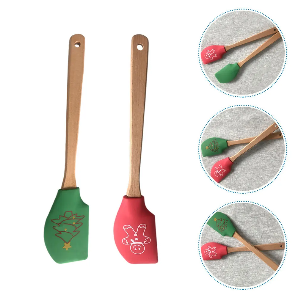

2pcs Baking Scrapers Christmas Design Silicone Butter Spatula Cream Spreader Pastry Tool Jam Scraper Cooking Supply Kitchen