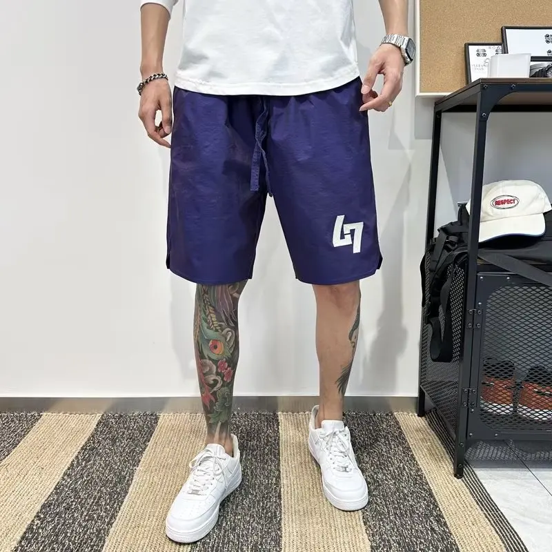

Ice Silk Men's Shorts Summer Trend Thin Casual Five-Point Workwear Loose Sports Beachwear Wear-Resistant Youth Active Style