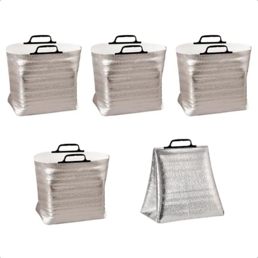 5 قطعة حقيبة احباط معزولة مع مقابض 13.4x9.4x13 بوصة قابلة لإعادة الاستخدام المحمولة أكياس الشحن الحرارية مقاوم للماء للقهوة TakeAw