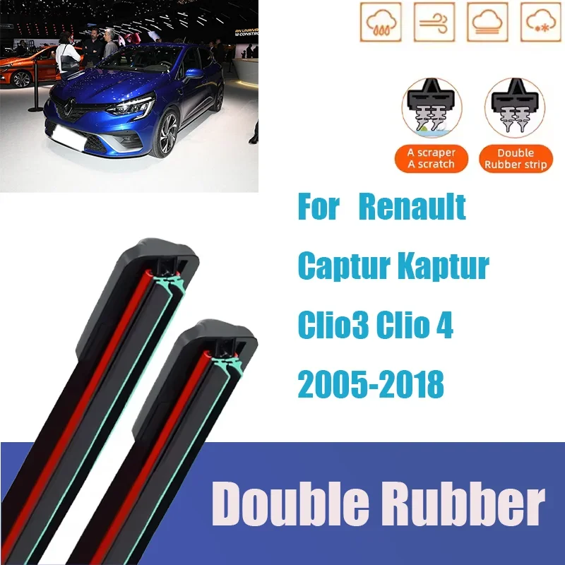 

For Renault Captur Kaptur Clio3 Clio 4 Front Windshield Wiper General Motors Multifunctional Rubber Autos Accessories Mute