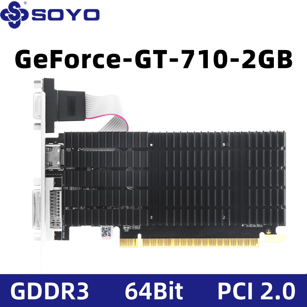 

SOYO Graphics Cards NVIDIA GT710 2G GDDR3 64bit Video Card HDMI+DVI For Desktop Computer Components GPU gt710 2gb