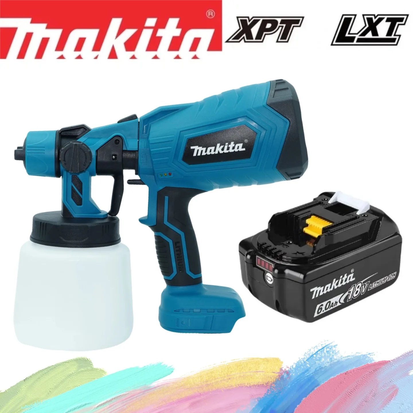 Makita Electric Paint Spray Gun For BL1860 18V Battery 1L Cordless Portable Paint Sprayer Set Auto Furniture Spray Painting Tool