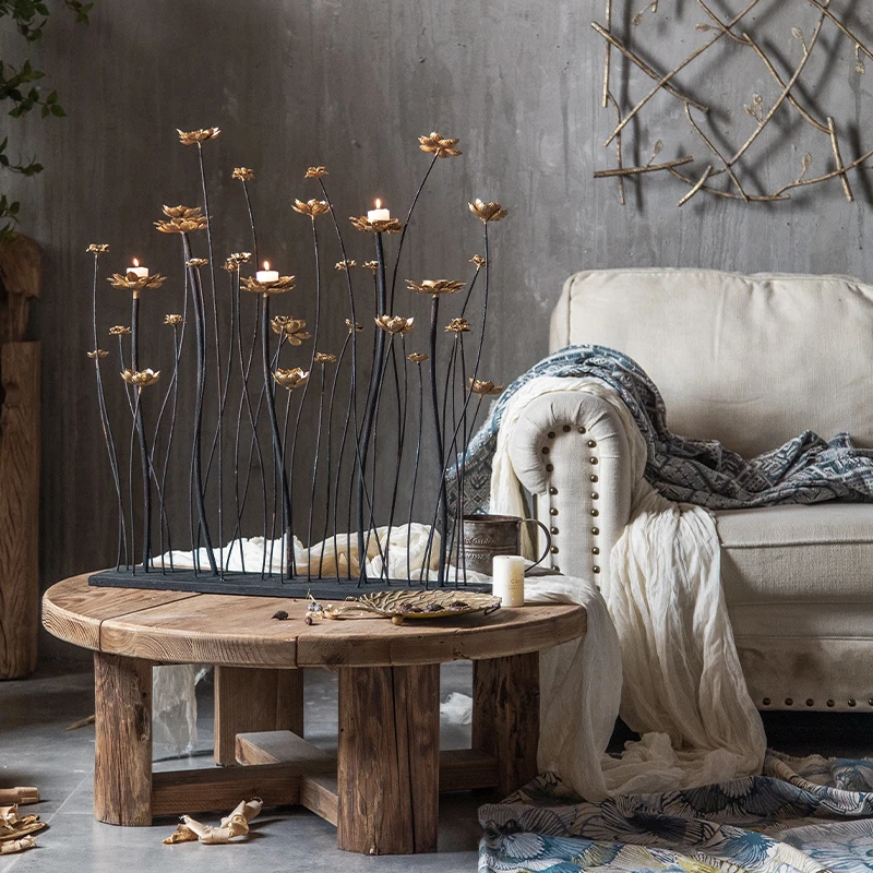 

Retro wrought iron c holder candle light ornament simple romantic candle holder studio prop ornament pendant America