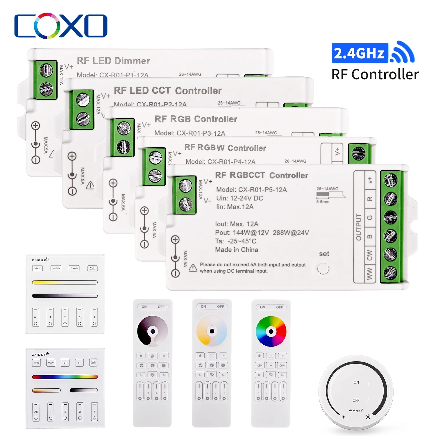 LED Controller 2.4GHz RF Remote Wireless Dimmer for Dim RGB CCT RGBW 2-6pin LED Strip Light COB 2835 5050 LED Lighting DC12V-24V