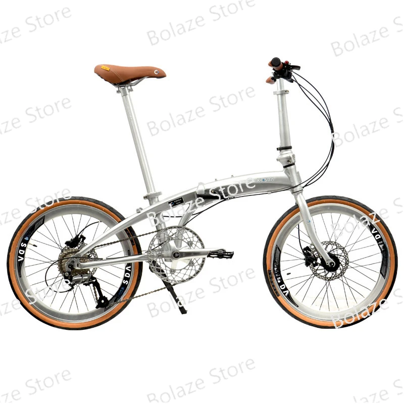 Aluminum folding bike Variable speed 451 brushed silver disc brake pedal high-end folding bike