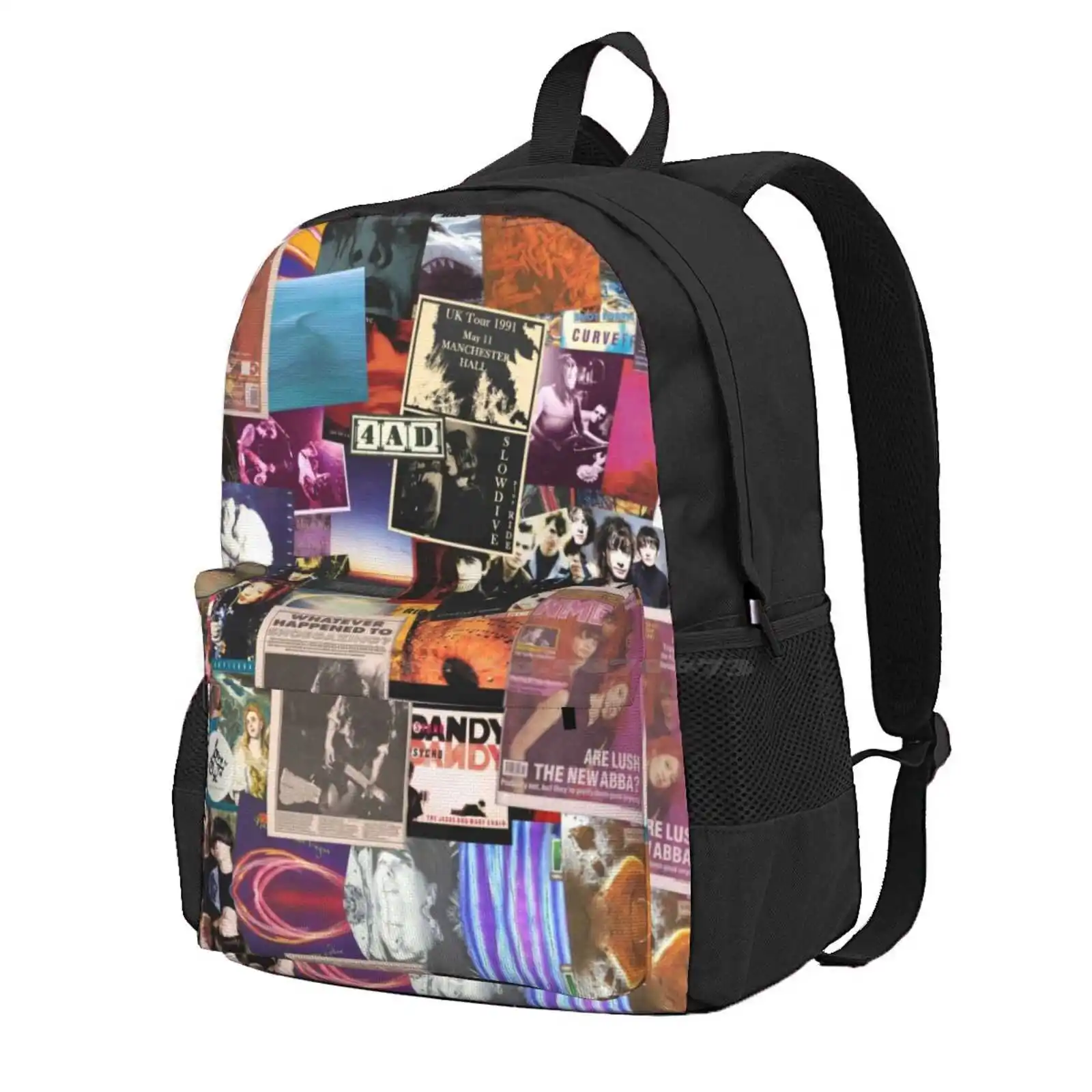 Shogaze Indie Pop Hot Sale Schoolbag Backpack Fashion Bags Shoegaze Bands Shoegaze Albums Indie Pop 80S 90S Collage