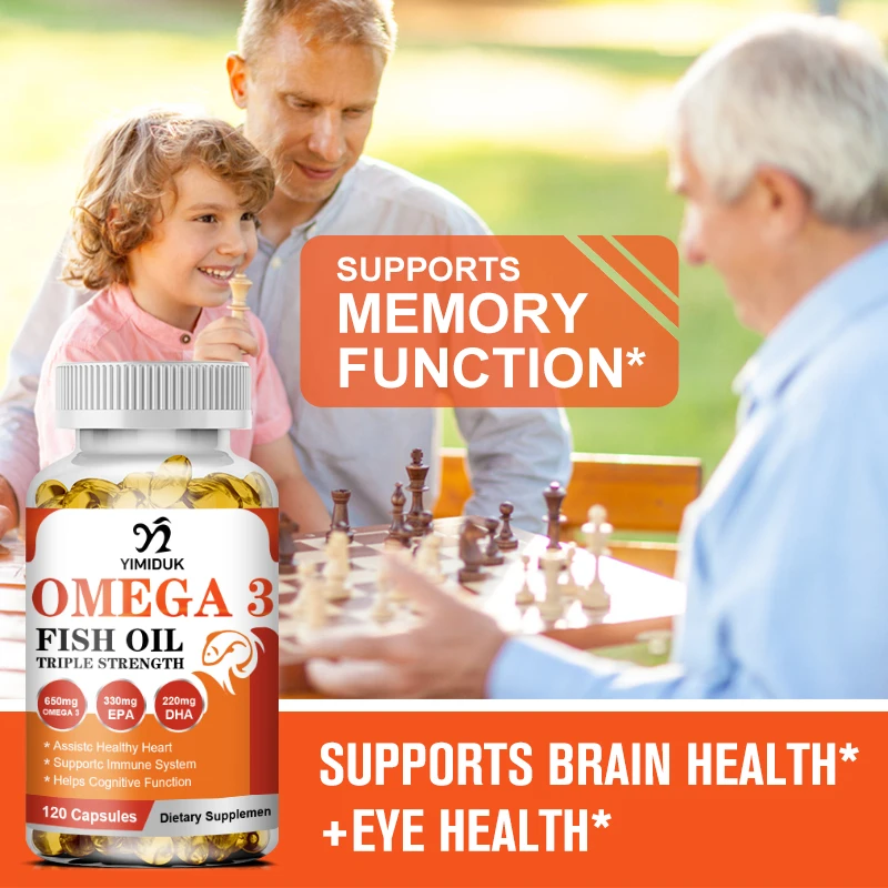 Omega-3 Fish Oil Capsules Dietary Supplement for Brain and Heart Health including EPA and DHA