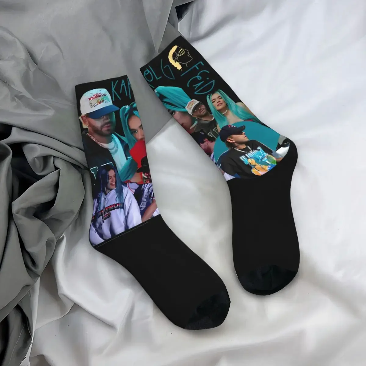 Crazy Women's Socks Vintage FEID X KAROL G Bootleg Product Warm Concert Hip Hop Sport Socks All Seasons