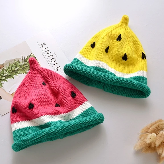 Autumn/winter knit baby hat Boys and girls children's knitting hat creative pointed nipple hat lovely fruit watermelon hat