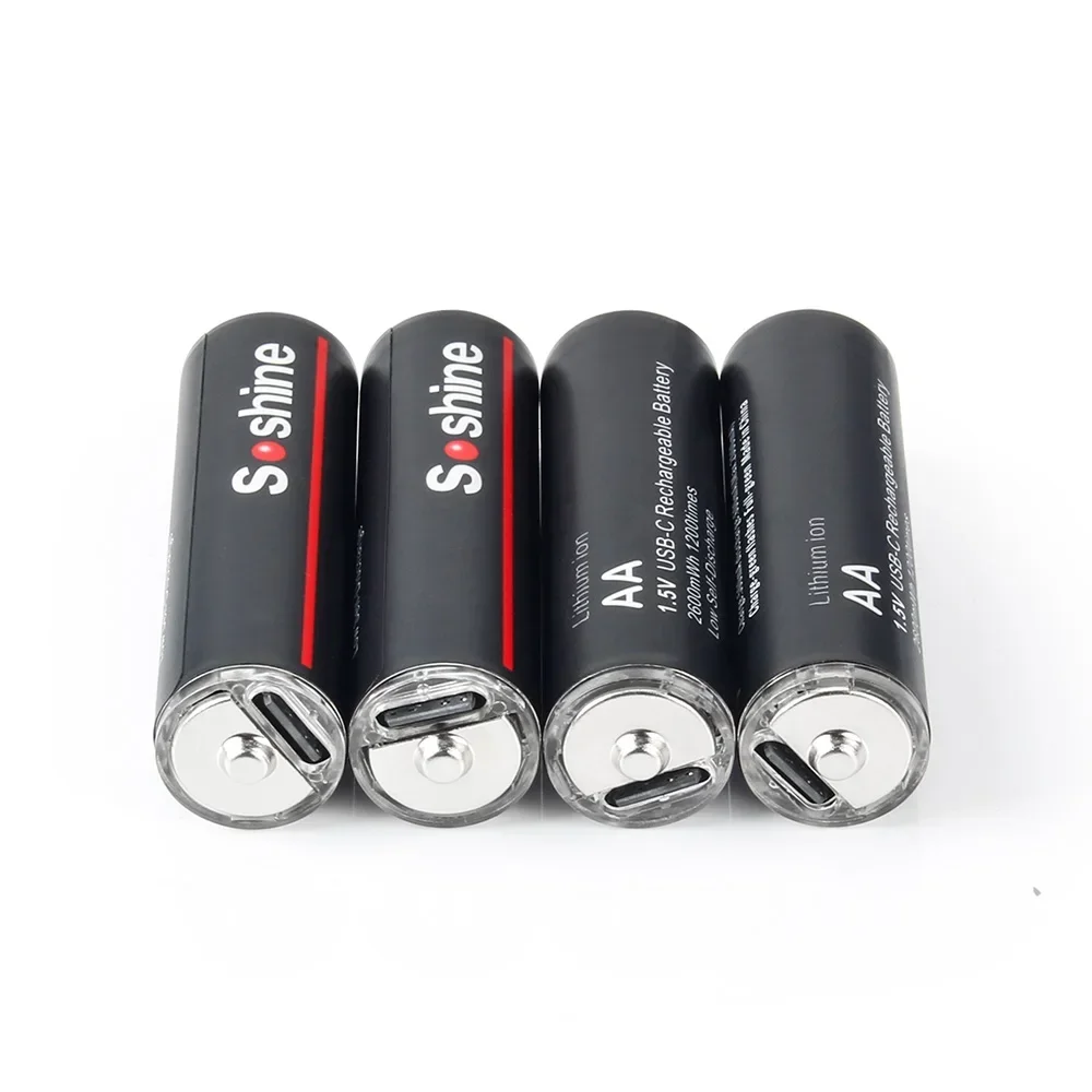 Soshine AA 2600mWh Rechargeable Batteries 2A 1.5V 2600mWh USB Lithium Battery 1200 Times Cycle Low Self-discharge Li-ion Battery