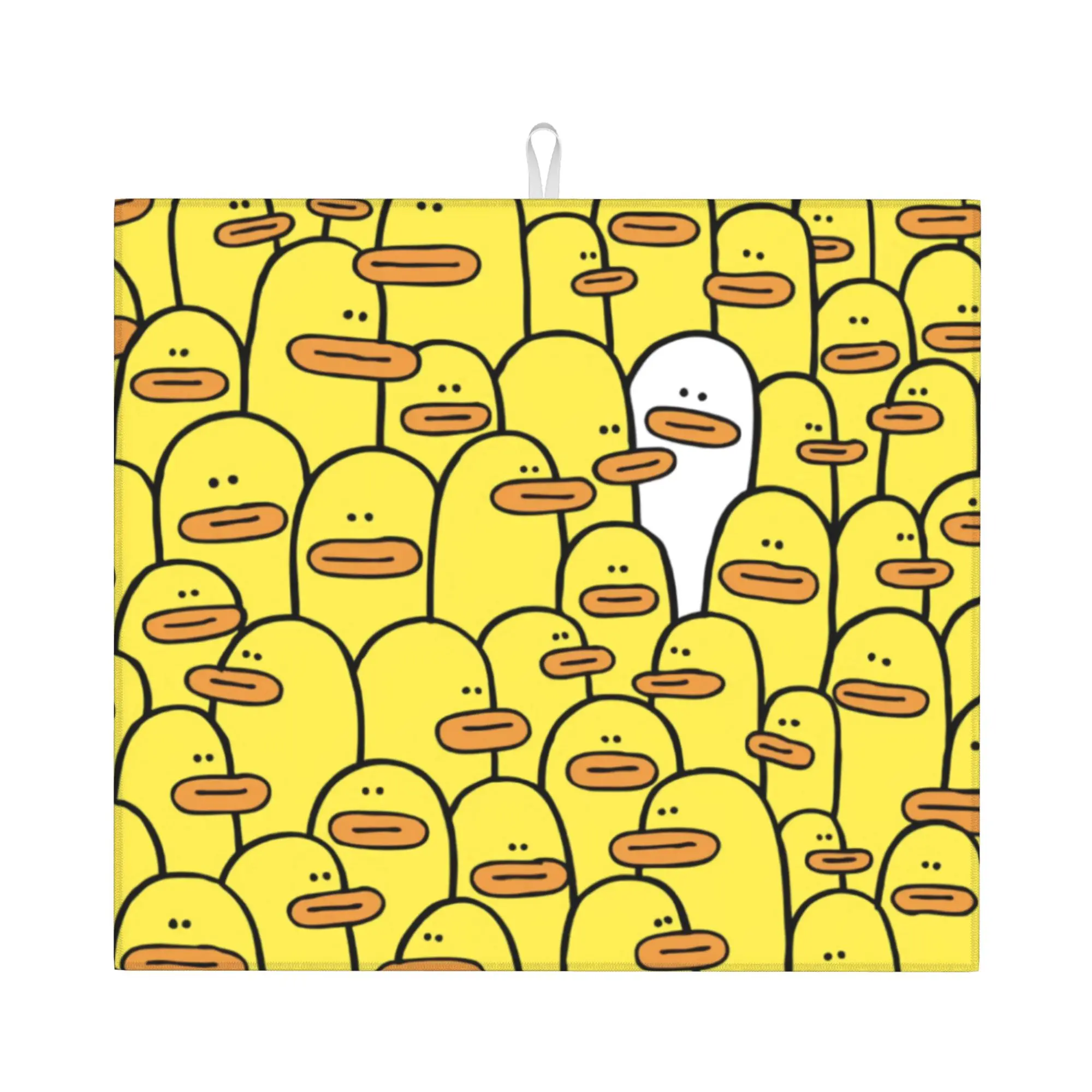 Yellow Classic Rubber Duck Gothic Non Slip Kitchen Counter Protector Mat Barware Tableware Reusable Drying Mat For Kitchen