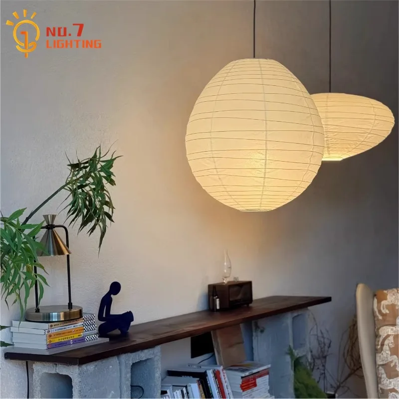 

Japanese Wabi-sabi Akari Noguchi Yong Pendant Lights LED E27 Rice Paper Hanging Lamp Art Decor Home Staircase Cafe Hotel Study