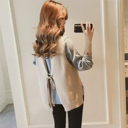 Waistcoat Korean Style Clothing Fashion Knit Vests for Women Spring Autumn Lady Sweaters Smooth On Offer Youthful Clothes Wool