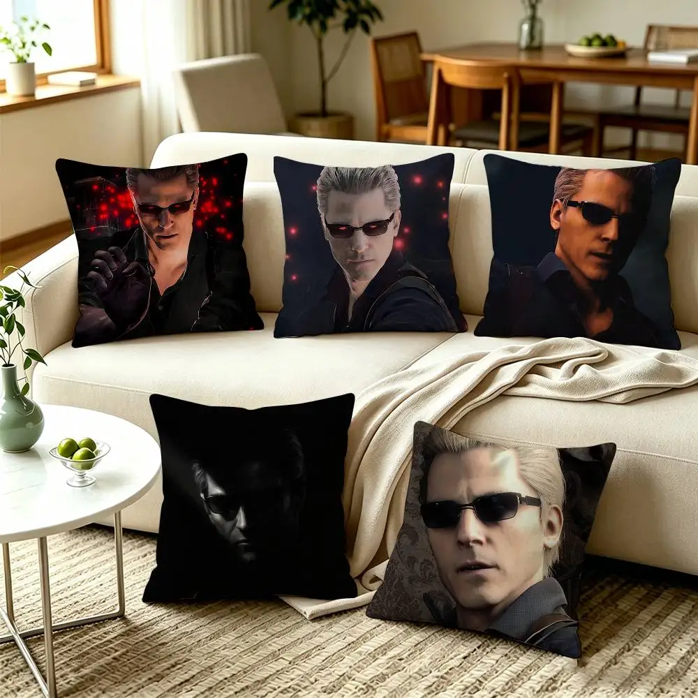 A-Albert Wesker Resident Evil Villain  Pillow Case Square Double-Sided Sofa Cushion Cover Bedroom Bedside Pillow