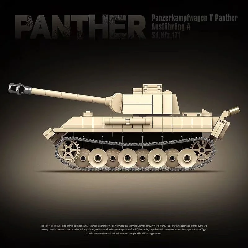 WW2 Military Panzer Panther Medium Tank Panzerkampfwagen V Panther Building Blocks World War II Figures Bricks Model Toys Gift