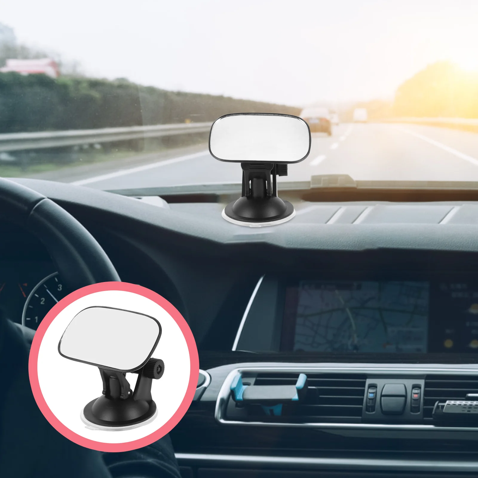 

Car Mirror Infant Safety Rear Facing Adjustable Suction Cup Car Seat Mirror Rear View Black Interior Accessories