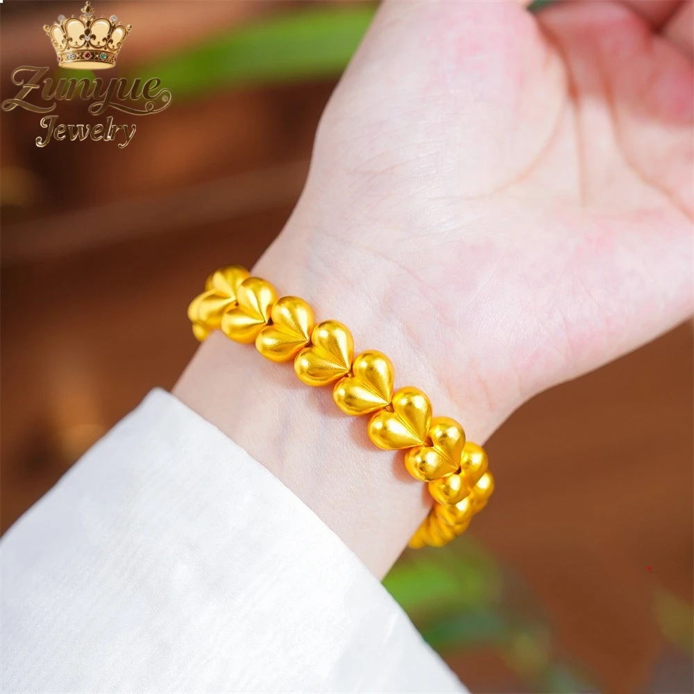 

Sand Gold Three-Dimensional Heart-Shaped Bracelet Luxury Quality Jewelry Fashion Jewelry Exquisite Elegant Charms Popular Gift