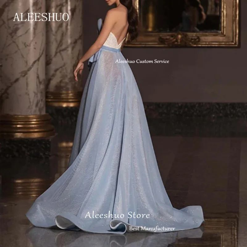 Aleeshuo-vestido de lujo de una línea para graduación, vestidos de fiesta sin mangas, abertura alta, vestidos de celebridades, vestido de noche con escote corazón