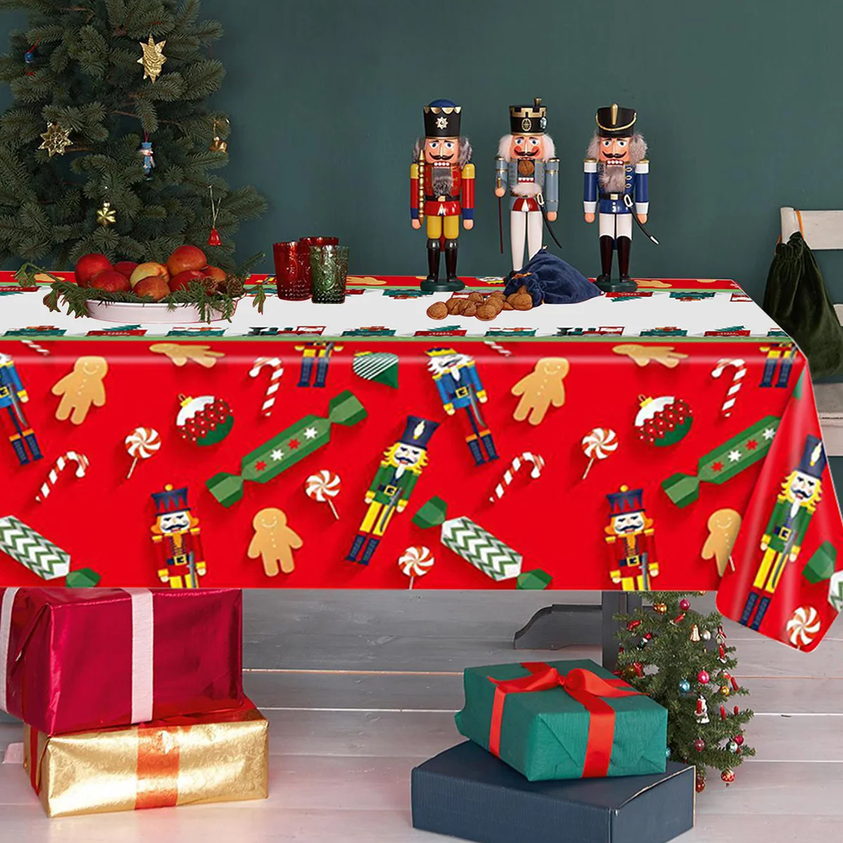 Christmas Party Disposable Tablecloth Merry Christmas Decoration For Home  2023 Xmas Supplies Tablecover Navidad Noel New Year