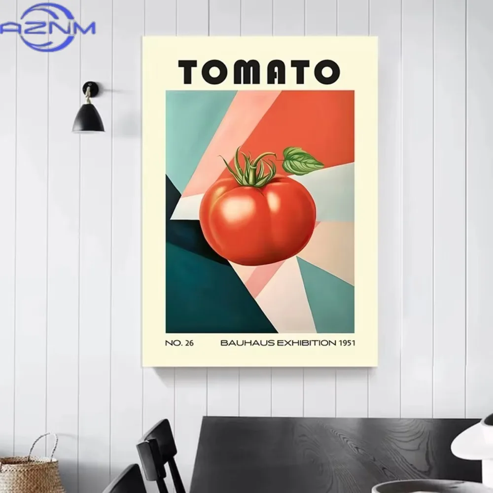 1pcs Frameless Bauhaus Style Retro Food Poster,Mid-century Canvas,Kitchen and Dining Room Decor,Specialty Coffee,Kitchen Decor
