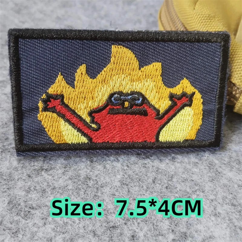 Angry Flame Embroidery Patch Creative Crying Expression Pack Tactical Morale Badge Backpack Decoration DIY Patches for Clothing