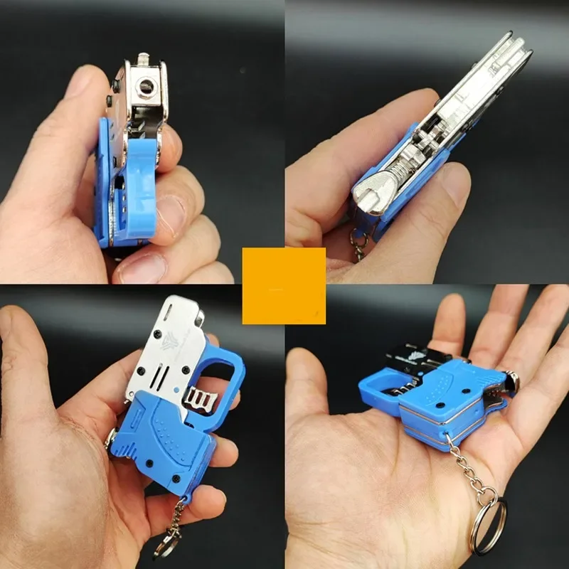 Alloy+plastic M3 Small Square Hammer, Rubber Band Gun, Continuous Firing Children's Toy Soft Bullet Gun Key