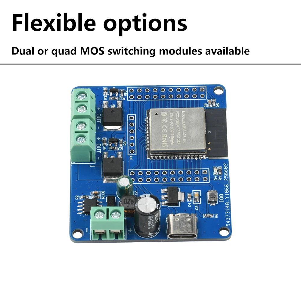 DC 5-60V ESP32 2/4-Way MOS Switch Module Single-Way Relay Module ESP32-32E Module WIFI Bluetooth Development Board UART Burning